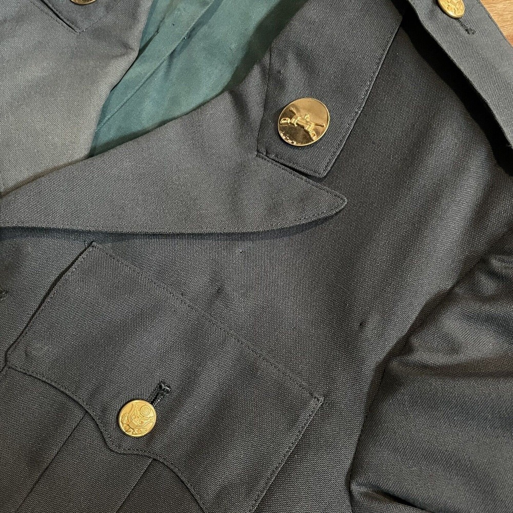 US Military Jacket Enlisted Uniform Coat Patches‎ Pins Wool Blend Vintage 35R - Picture 11 of 13